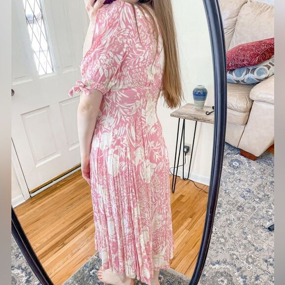 Free People Forever Always Midi Dress Floral Pink 2 - Picture 4 of 9